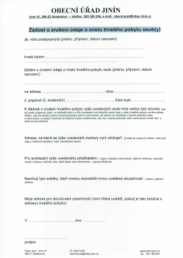 Page 1 OBECN&Iacute; &Uacute;ŘAD JIN&Iacute;N Jin&iacute;n 41, 386 01 Strakonice