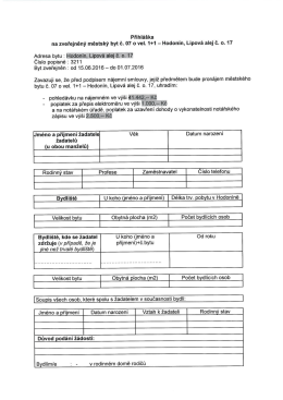 Zveřejnění záměru pronájmu Lipová alej 17/07