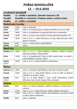 Pořad bohoslužeb  - Farnost Radešínská Svratka
