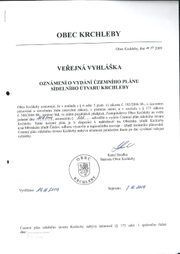 Oznámení o vydání územního plánu sídelnho útvaru Krchleby