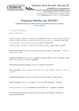 Organizace šk. roku 2016/2017 - ZSBROK – Základní škola Bruntál