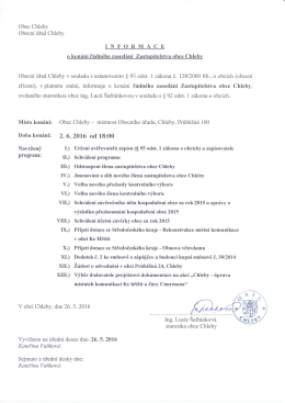 Informace o konání řádného zasedání zastupitelstva
