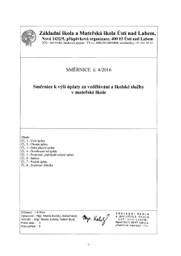 Směrnice k výši úplaty za vzdělávání v mateřské škole