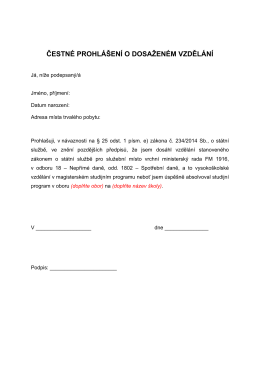 Čestné prohlášení o vzdělání PDF