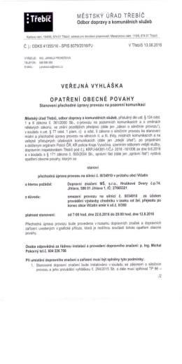 Stanoven&iacute; přechodn&eacute; &uacute;pravy provozu na pozemn&iacute;ch