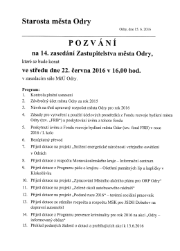 Pozvánka na 14. zasedání ZM