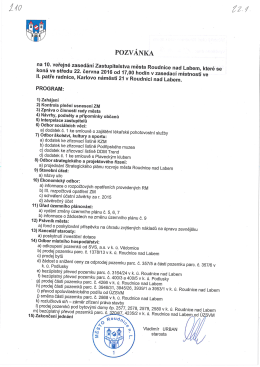 Pozvánka na 10. veřejné zasedání ZM Roudnice