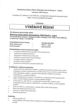 Více informací v přiloženém PDF. - Městský obvod Plzeň 6