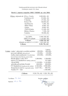 Návrh 1. úpravy rozpočtu DSO VSOSO na rok 2016