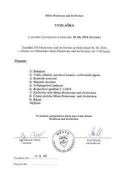 VYHLÁŠKA k zasedání ZM dne 30.6.2016