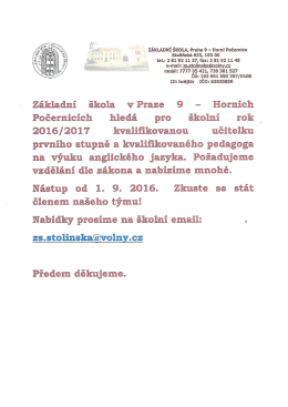 Page 1 - ZÁKLADNÍ ŠKOLA, Praha 9 – Horní Počernice