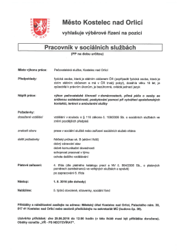 Výběrové řízení na pozici "Pracovník v