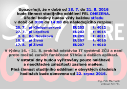 Omezení činnosti studijního oddělení FEL