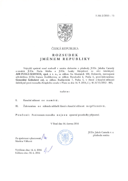 Page 1 5 Afs 2/2015 – 75 ČESKÁ REPUBLIKA R O Z SU D E K JM É