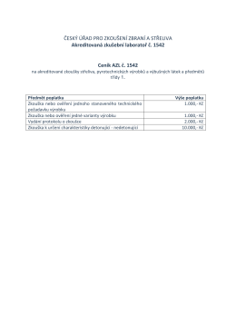 Ceníku AZL č. 1542 - Český úřad pro zkoušení zbraní a střeliva.