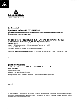 Dodatek č. 1 k PS č. 7720849786