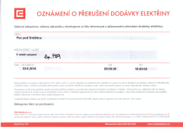 Oznámení společnosti ČEZ Distribuce a.s. o