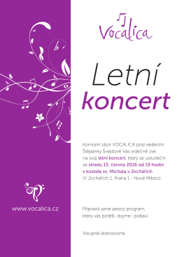 Page 1 WWW.VOCalica. Cz Komorní sbor VOCALICA pod vedením