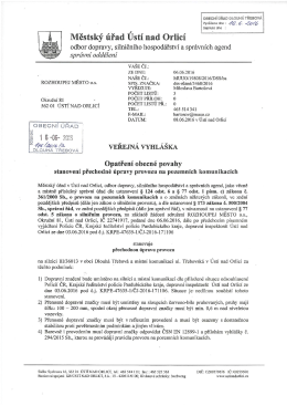 Veřejná vyhláška - Opatření obecné povahy