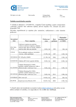 Nabídka nepotřebného majetku s platností do 21.6.2016