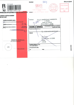 Page 1 0desílatel: $))/ | Místo pro výplatné 16500 Praha 620 WO