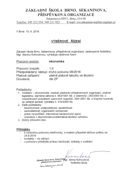 Výběrové řízení – ekonom