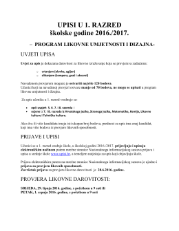 upisi u 1. razred - Škola primijenjene umjetnosti i dizajna Osijek