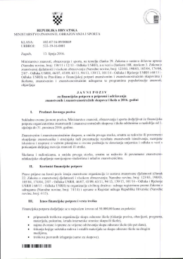 Javni poziv za financijsku potporu u pripremi i održavanju