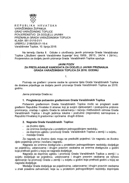 Javni poziv za predlaganje kandidata za dodjelu javnih priznanja
