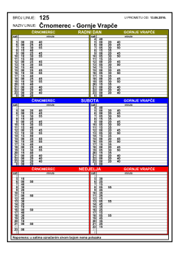 NAZIV LINIJE: Črnomerec - Gornje Vrapče 125