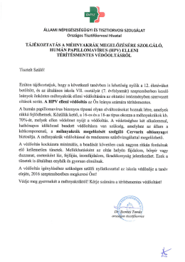 Szülői tájékoztató - Tarjáni Általános Iskola