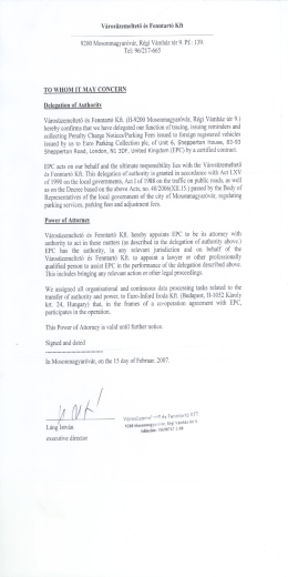 Varosiizemeltetii &eacute;s Fenntart&eacute; Kft