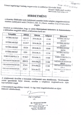 Page 1 Page 2 |-Érintettingatlanügyi hatóság megnevezése és