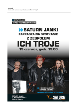 Saturn Janki zaprasza na spotkanie z zespołem Ich Troje!