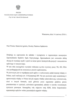 wystąpienie Prezesa NSA podczas Zgromadzenia Og&oacute;lnego