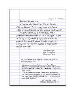 Page 1 3\fragovo, d1. 13.06, 2016 r: Kochani Przyjaciele, nazywam