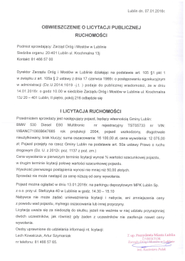 Licytacja ruchomości 14.01.2016r
