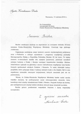 Page 1 Warszawa, 14 czerwca 2016 r. Do Uczestników uroczystości