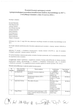 Protokół komisji opiniującej wnioski - Gmina Konstancin