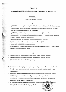 STATUT GS - Gminna Sp&oacute;łdzielnia "SCh" w Kwidzynie