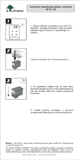 Instrukcja napełniania głowic czarnych hp 27, 56
