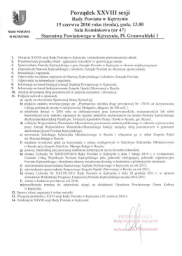 Porządek obrad XVIII sesji Rady Powiatu Kętrzyńskiego