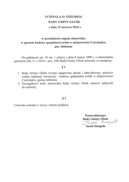 Uchwała RG w przedmiocie zajęcia stanowiska w