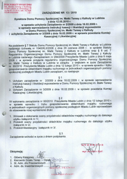 Zarządzenie nr 13/2010 Dyrektora Domu Pomocy Społecznej im