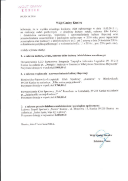 Wyniki otwartego konkursu ofert