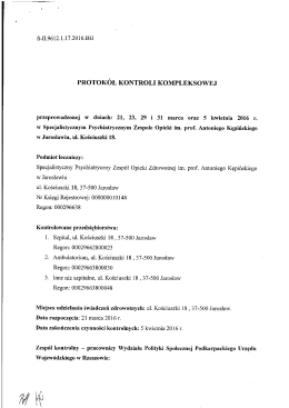 Treść protokołu kontroli i wystąpienia pokontrolnego