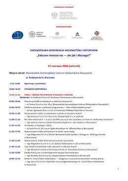 Program konferencji - Archiwum Państwowe w Warszawie