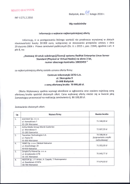 Informacja o wyborze najkorzystniejszej oferty