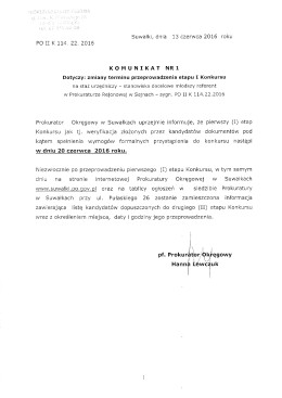 Page 1 Suwałki, dnia 13 czerwca 2016 roku PO II K 1 14, 22, 2016
