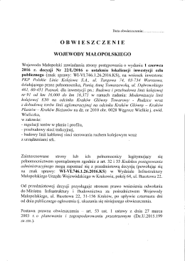 Page 1 Data obwieszczenia:................. O B W I E S Z C Z E N I E